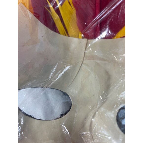 Feather Mask One Size Yellow Red Halloween Costume Theater Tribal Retro Holiday - Picture 5 of 6